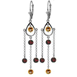 ALARRI 3 Carat 14K Solid White Gold Freedom Costs Citrine Garnet Earrings