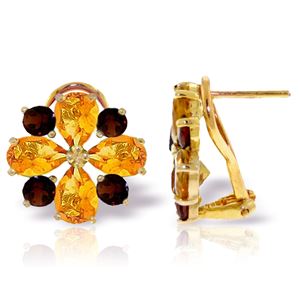 ALARRI 4.85 Carat 14K Solid Gold French Clips Earrings Citrine Garnet