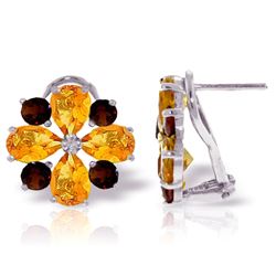 ALARRI 4.85 CTW 14K Solid White Gold French Clips Earrings Citrine Garnet