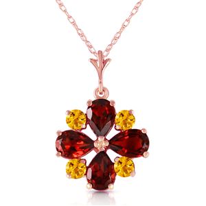 ALARRI 2.43 Carat 14K Solid Rose Gold Dark Passion Garnet Citrine Necklace