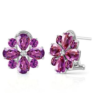 ALARRI 4.85 Carat 14K Solid White Gold Written In Stone Amethyst Earrings