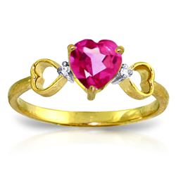 ALARRI 0.96 Carat 14K Solid Gold Ring Diamond Pink Topaz