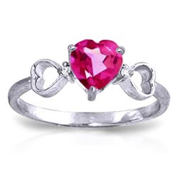 ALARRI 0.96 CTW 14K Solid White Gold Ring Diamond Pink Topaz