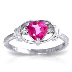 ALARRI 0.96 CTW 14K Solid White Gold Angel Standing By Pink Topaz Diamond Ring