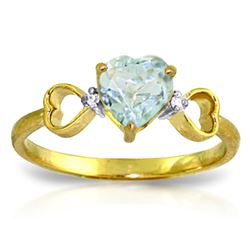 ALARRI 0.96 CTW 14K Solid Gold Lovely Love Aquamarine Diamond Ring