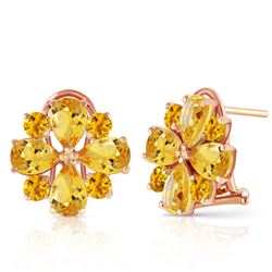 ALARRI 4.85 CTW 14K Solid Rose Gold Flower Citrine Clip Earrings