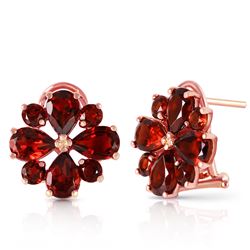 ALARRI 4.85 Carat 14K Solid Rose Gold Flower Garnet Clip Earrings