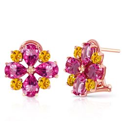 ALARRI 4.85 Carat 14K Solid Rose Gold French Clips Earrings Pink Topaz Citrine