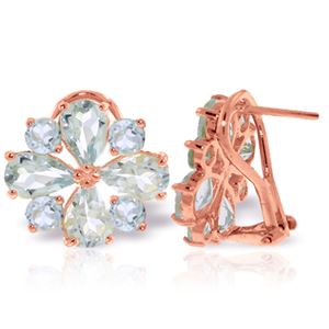 ALARRI 4.85 CTW 14K Solid Rose Gold French Clips Earrings Natural Aquamarine