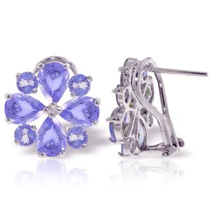 ALARRI 4.85 CTW 14K Solid White Gold French Clips Earrings Natural Tanzanite