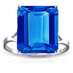 ALARRI 7 CTW 14K Solid White Gold Ring Natural Octagon Blue Topaz