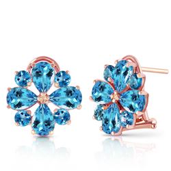 ALARRI 4.85 CTW 14K Solid Rose Gold Flower Blue Topaz Clip Earrings