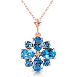 ALARRI 2.43 Carat 14K Solid Rose Gold Spring Blue Topaz Necklace