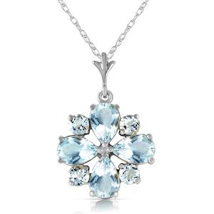 ALARRI 2.43 CTW 14K Solid White Gold Form Of Flattery Aquamarine Necklace