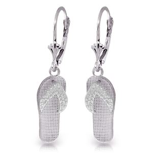 ALARRI 14K Solid White Gold Shoes Leverback Earrings