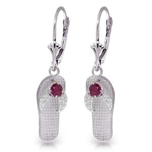 ALARRI 0.3 CTW 14K Solid White Gold Shoes Leverback Earrings Natural Ruby