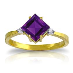 ALARRI 1.77 Carat 14K Solid Gold Triggering Purple Amethyst Diamond Ring