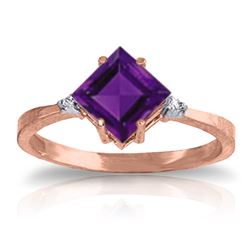 ALARRI 1.77 Carat 14K Solid Rose Gold Espirit Amethyst Diamond Ring