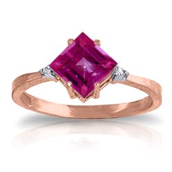 ALARRI 1.77 Carat 14K Solid Rose Gold Espirit Pink Topaz Diamond Ring