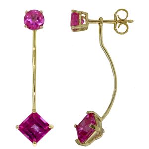 ALARRI 4.15 CTW 14K Solid Gold Riddled Love Pink Topaz Earrings