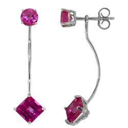 ALARRI 4.15 Carat 14K Solid White Gold Point Of Ecstasy Pink Topaz Earrings