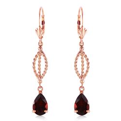 ALARRI 3 Carat 14K Solid Rose Gold Garnet Dangling Earrings