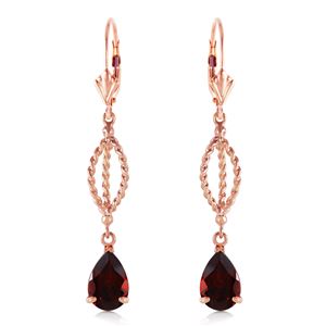 ALARRI 3 Carat 14K Solid Rose Gold Garnet Dangling Earrings