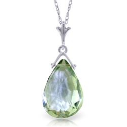 ALARRI 5.1 Carat 14K Solid White Gold Necklace Briolette Green Amethyst