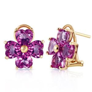 ALARRI 6.5 Carat 14K Solid Gold Heart Cluster Amethyst Earrings