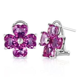 ALARRI 6.5 Carat 14K Solid White Gold Carved On Wood Amethyst Earrings