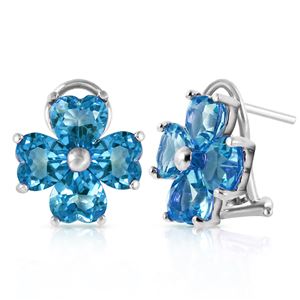 ALARRI 7.6 Carat 14K Solid White Gold Living Color Blue Topaz Earrings