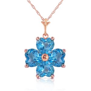 ALARRI 3.8 Carat 14K Solid Rose Gold Heart Cluster Blue Topaz Necklace