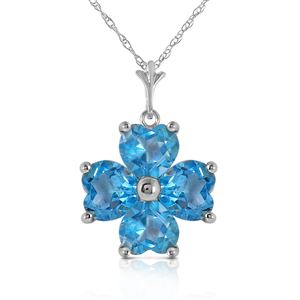 ALARRI 3.8 Carat 14K Solid White Gold Who Laughs Last Blue Topaz Necklace