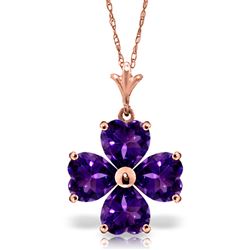 ALARRI 3.8 Carat 14K Solid Rose Gold Heart Cluster Amethyst Necklace