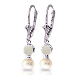 ALARRI 5.17 Carat 14K Solid White Gold Leverback Earrings Pearl Opal