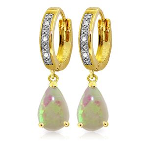 ALARRI 1.58 Carat 14K Solid Gold Hoop Earrings Diamond Opal