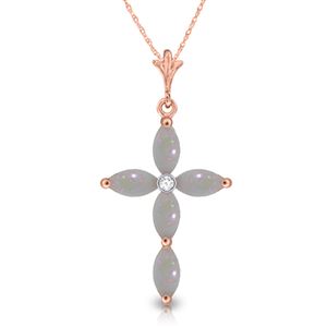 ALARRI 0.69 Carat 14K Solid Rose Gold Necklace Natural Diamond Opal