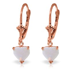 ALARRI 1.3 Carat 14K Solid Rose Gold Leverback Earrings Natural Opal