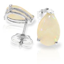 ALARRI 1.55 Carat 14K Solid White Gold Stud Earrings Natural Opal