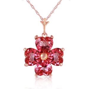 ALARRI 3.8 Carat 14K Solid Rose Gold Heart Cluster Pink Topaz Necklace