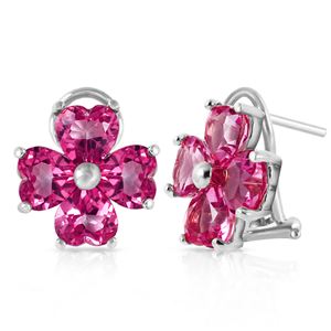 ALARRI 7.6 Carat 14K Solid White Gold French Clips Earrings Natural Pink Topaz
