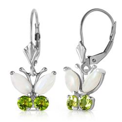 ALARRI 1.39 Carat 14K Solid White Gold Butterfly Earrings Opal Peridot