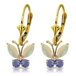 ALARRI 1.39 CTW 14K Solid Gold Butterfly Earrings Opal Tanzanite