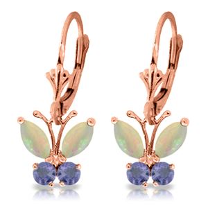 ALARRI 1.39 Carat 14K Solid Rose Gold Butterfly Earrings Opal Tanzanite