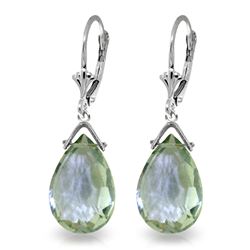 ALARRI 10.2 Carat 14K Solid White Gold Leverback Earrings Briolette Green Amethyst