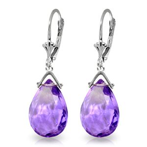 ALARRI 10.2 Carat 14K Solid White Gold Look Straight Ahead Amethyst Earrings