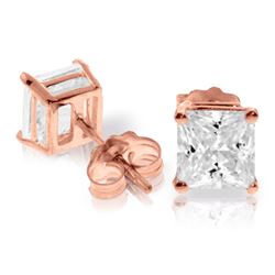 ALARRI 4 Carat 14K Solid Rose Gold Square Cubic Zirconia Stud Earrings