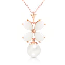 ALARRI 14K Solid Rose Gold Necklace w/ Natural Opals & Pearl