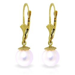 ALARRI 4 CTW 14K Solid Gold Leverback Earrings Natural Pearl