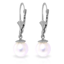 ALARRI 4 Carat 14K Solid White Gold Leverback Earrings Natural Pearl